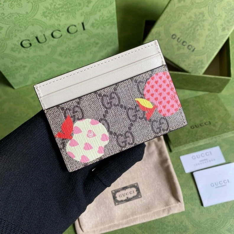 Replica bags lv Beige ebo Gucci Les Pommes Card Case Wallet 663923