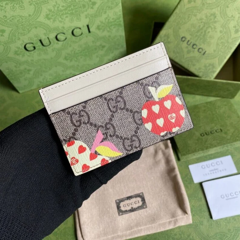 Replica bags lv Beige ebo Gucci Les Pommes Card Case Wallet 663923
