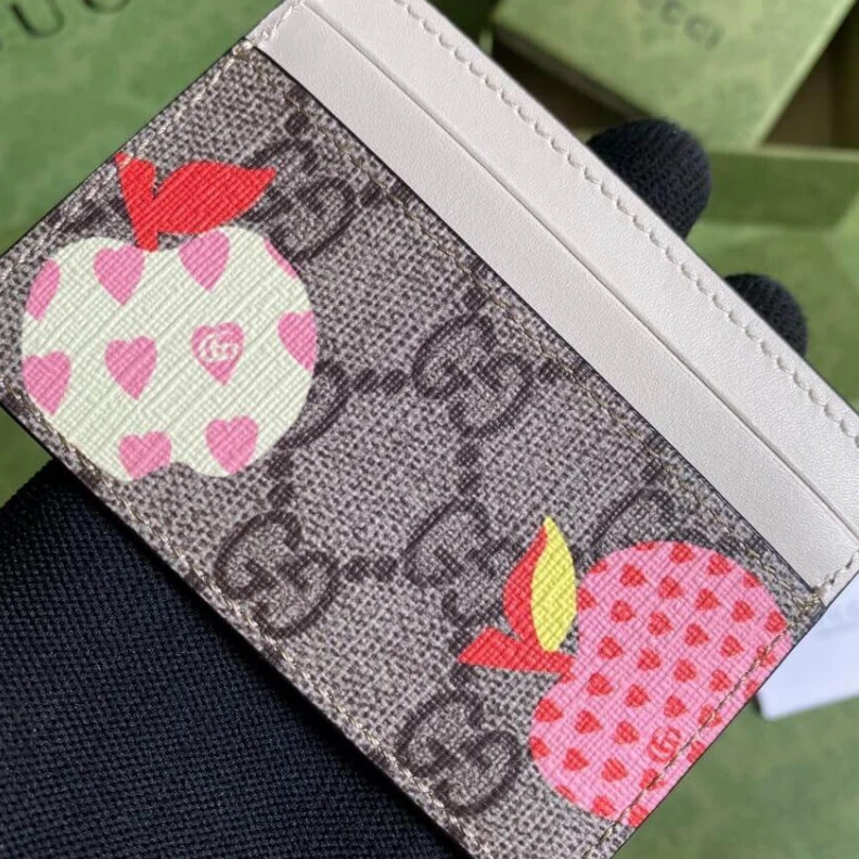 Replica bags lv Beige ebo Gucci Les Pommes Card Case Wallet 663923