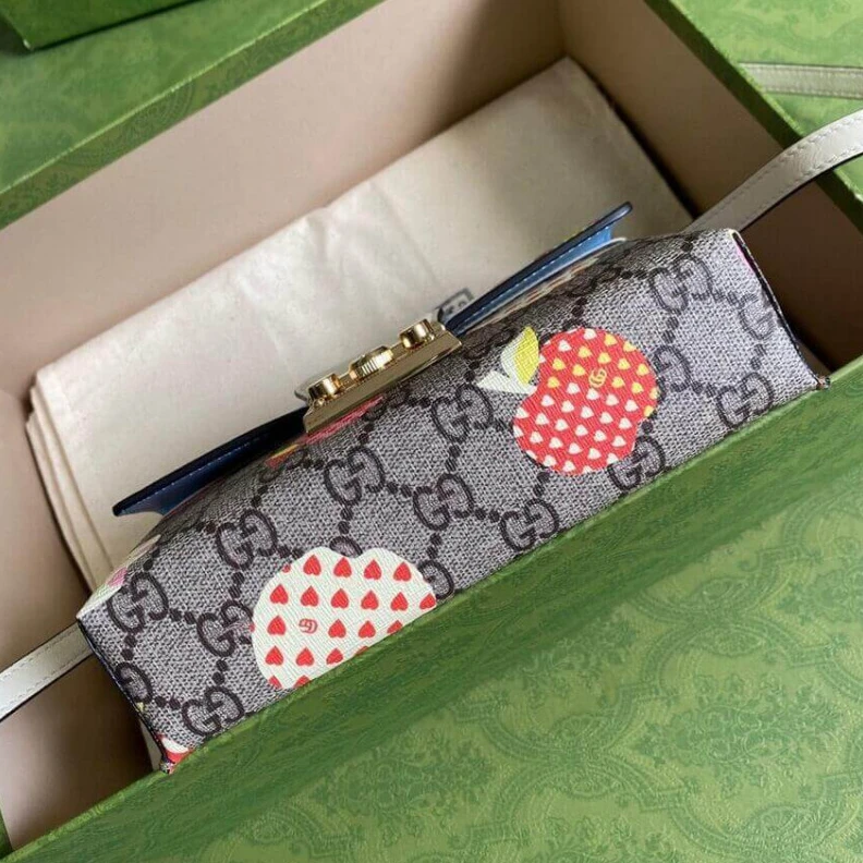Lv belts replica Goldtoned Gucci Les Pommes Padlock Mini Bag Blue