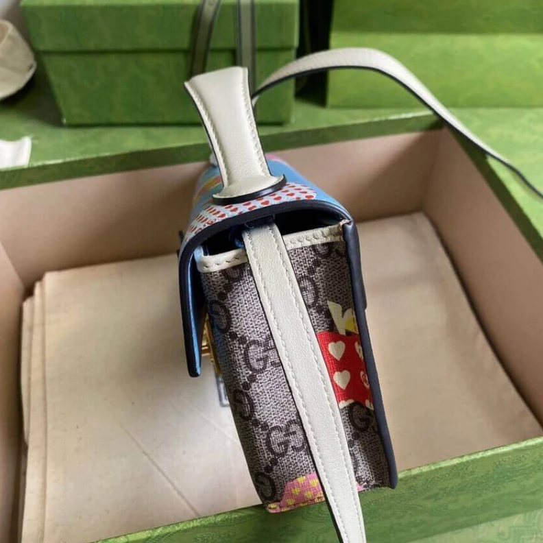 Lv belts replica Goldtoned Gucci Les Pommes Padlock Mini Bag Blue