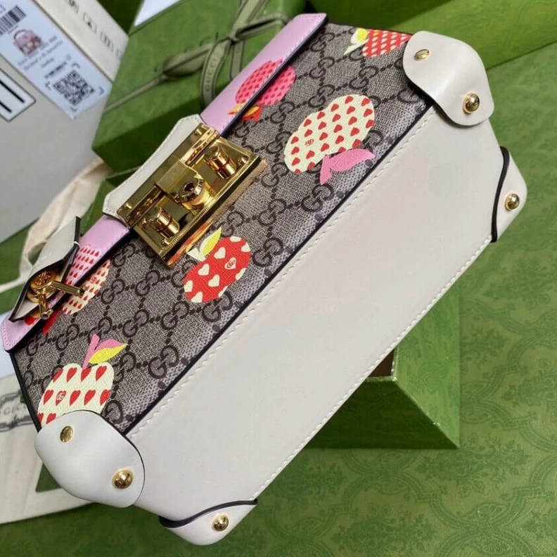 Replica bags 24 x 17 x Gucci Les Pommes Padlock Small Bag Pink