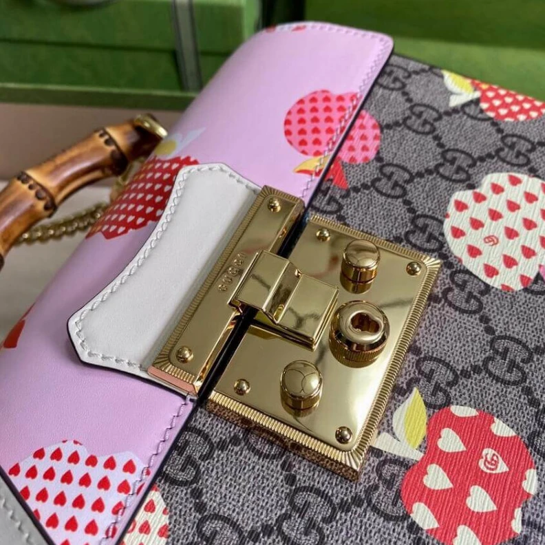 Replica bags 24 x 17 x Gucci Les Pommes Padlock Small Bag Pink