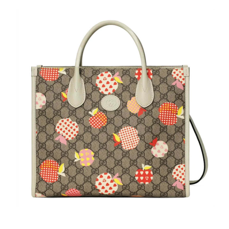 Beige and Gucci Les Pommes Small Tote