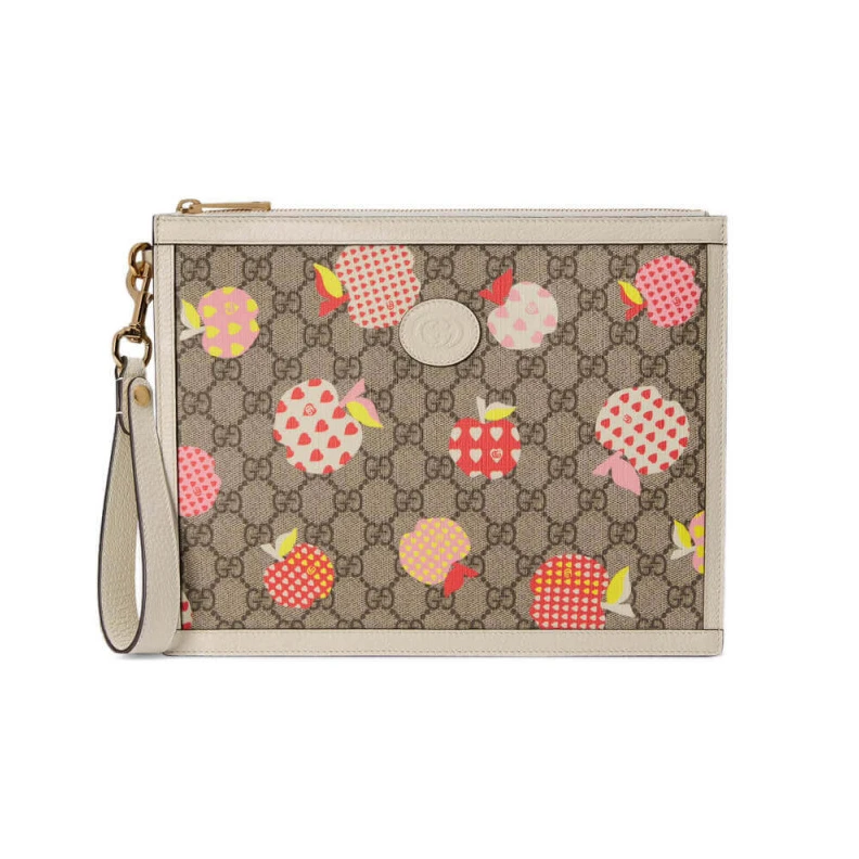 White lea Gucci Les Pommes Zip Pouch