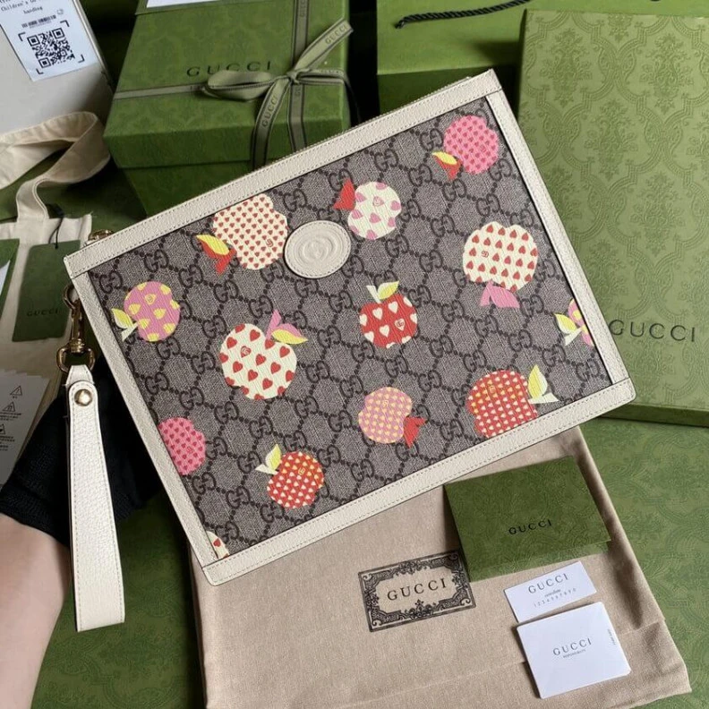 Replica bags White lea Gucci Les Pommes Zip Pouch