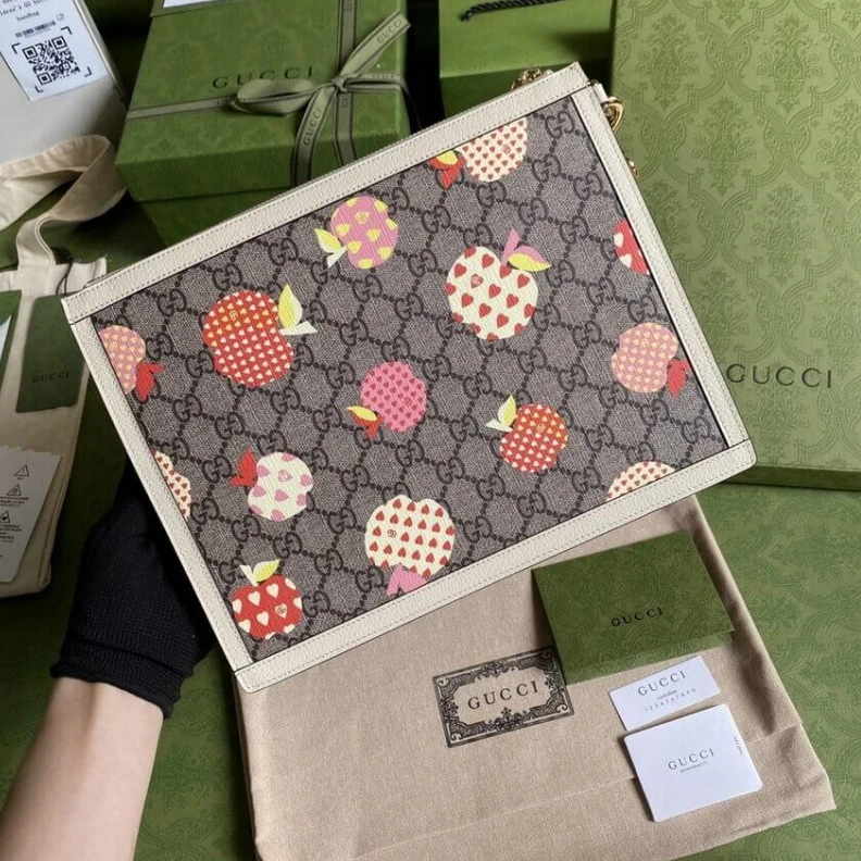 Replica bags White lea Gucci Les Pommes Zip Pouch