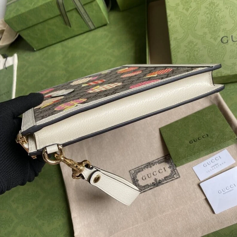 Replica bags White lea Gucci Les Pommes Zip Pouch