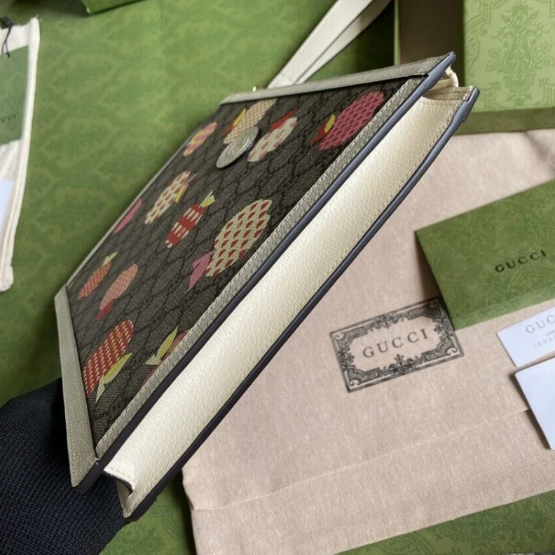 Replica bags White lea Gucci Les Pommes Zip Pouch