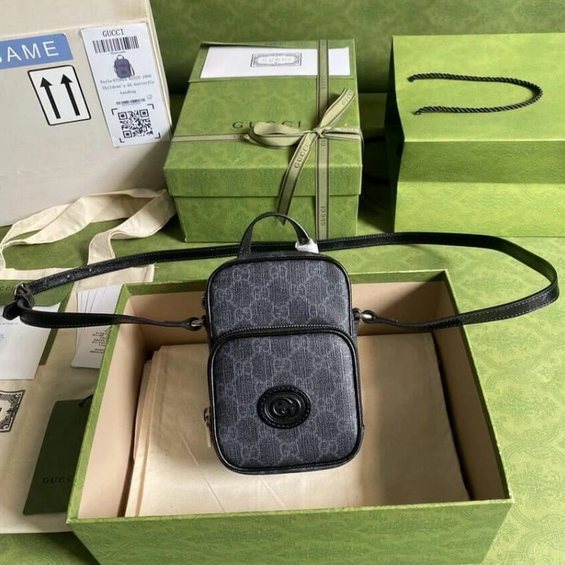 Kitlife 12 x 16 x Gucci Mini Bag with Interlocking G in Black GG Supreme