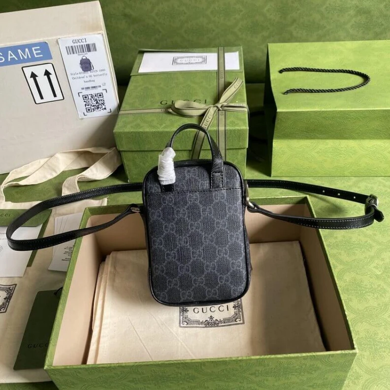 Kitlife 12 x 16 x Gucci Mini Bag with Interlocking G in Black GG Supreme