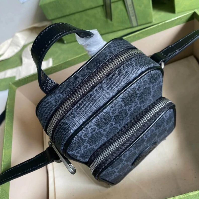 Kitlife 12 x 16 x Gucci Mini Bag with Interlocking G in Black GG Supreme
