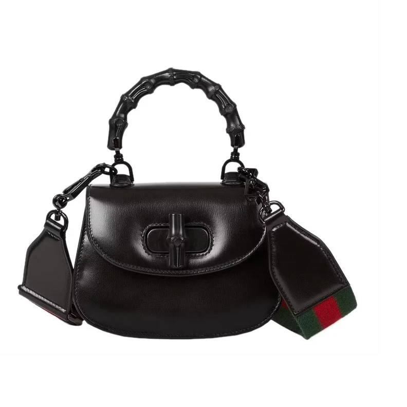 Inside: c Gucci Mini Top Handle Bag with Bamboo Black