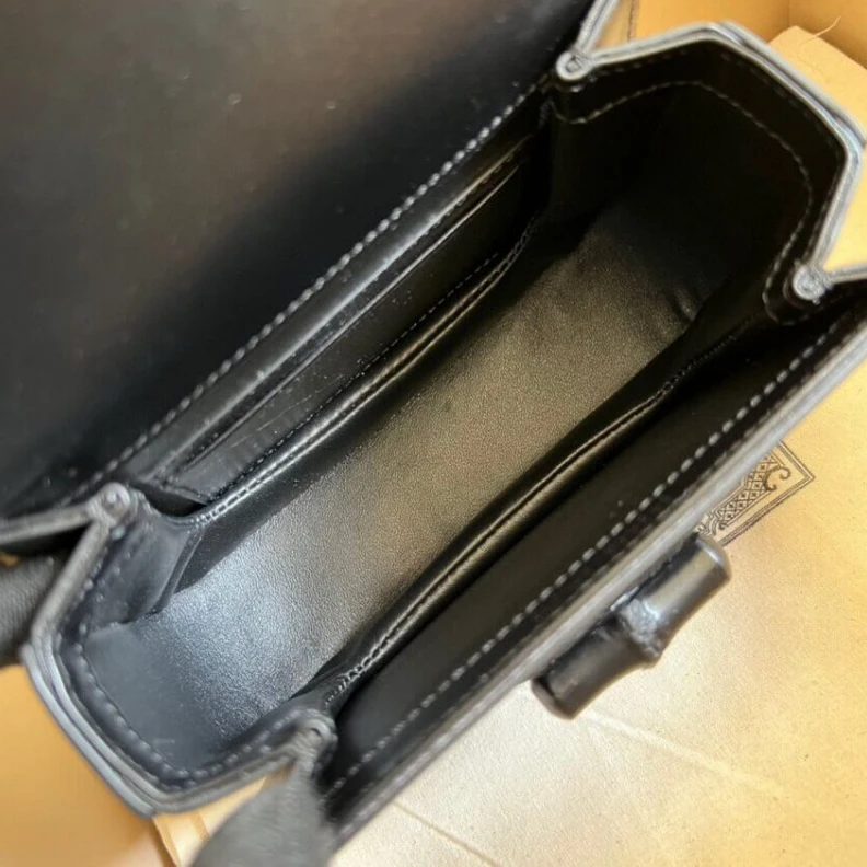 Inside: c Gucci Mini Top Handle Bag with Bamboo Black