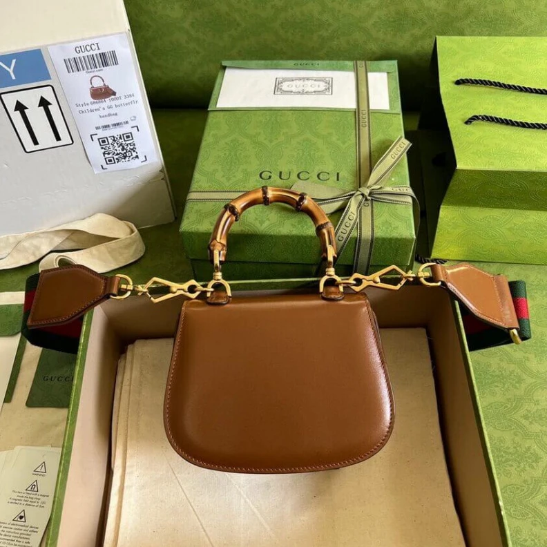 Replica bag Inside: c Gucci Mini Top Handle Bag with Bamboo Cuir