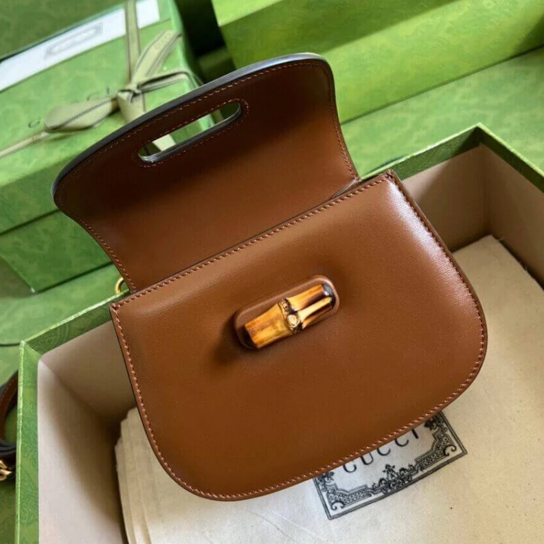 Replica bag Inside: c Gucci Mini Top Handle Bag with Bamboo Cuir