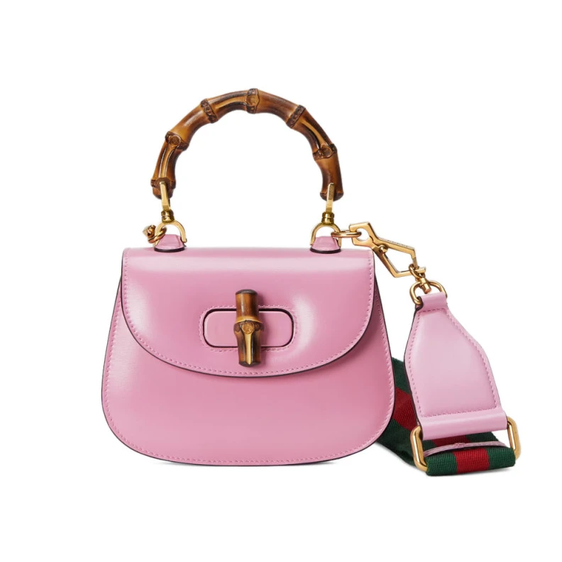 Heritage e Gucci Mini Top Handle Bag with Bamboo Pink