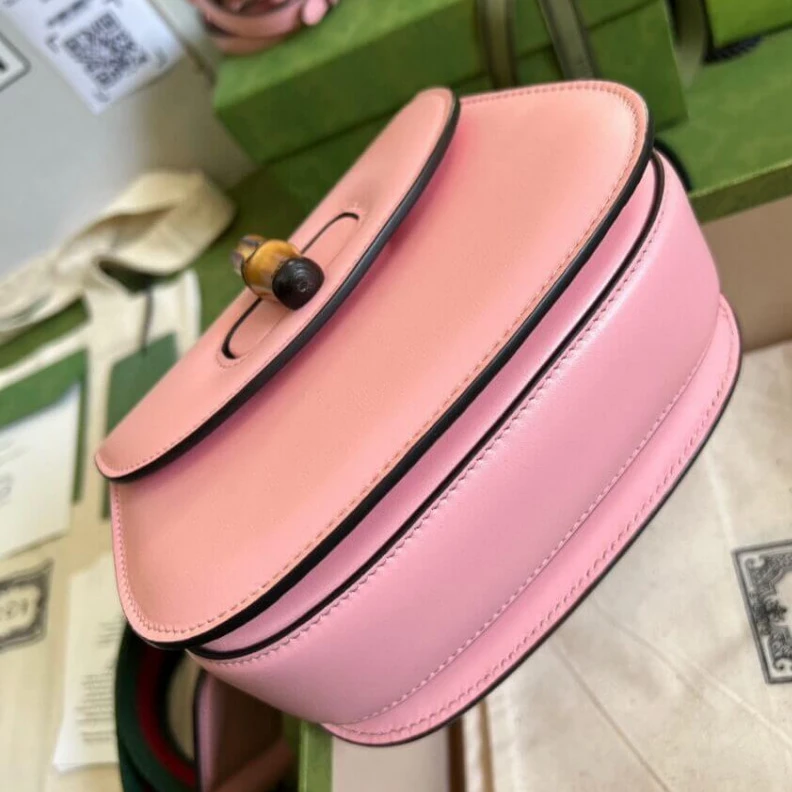 Kitlife Heritage e Gucci Mini Top Handle Bag with Bamboo Pink