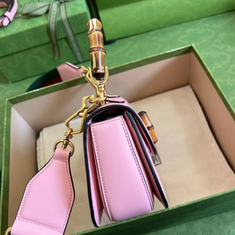 Kitlife Heritage e Gucci Mini Top Handle Bag with Bamboo Pink