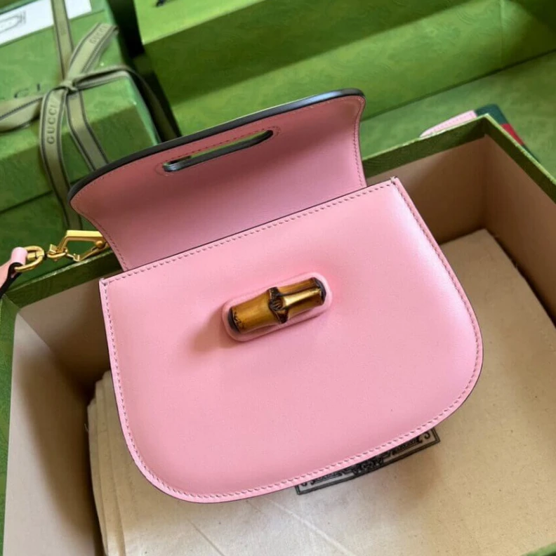 Kitlife Heritage e Gucci Mini Top Handle Bag with Bamboo Pink