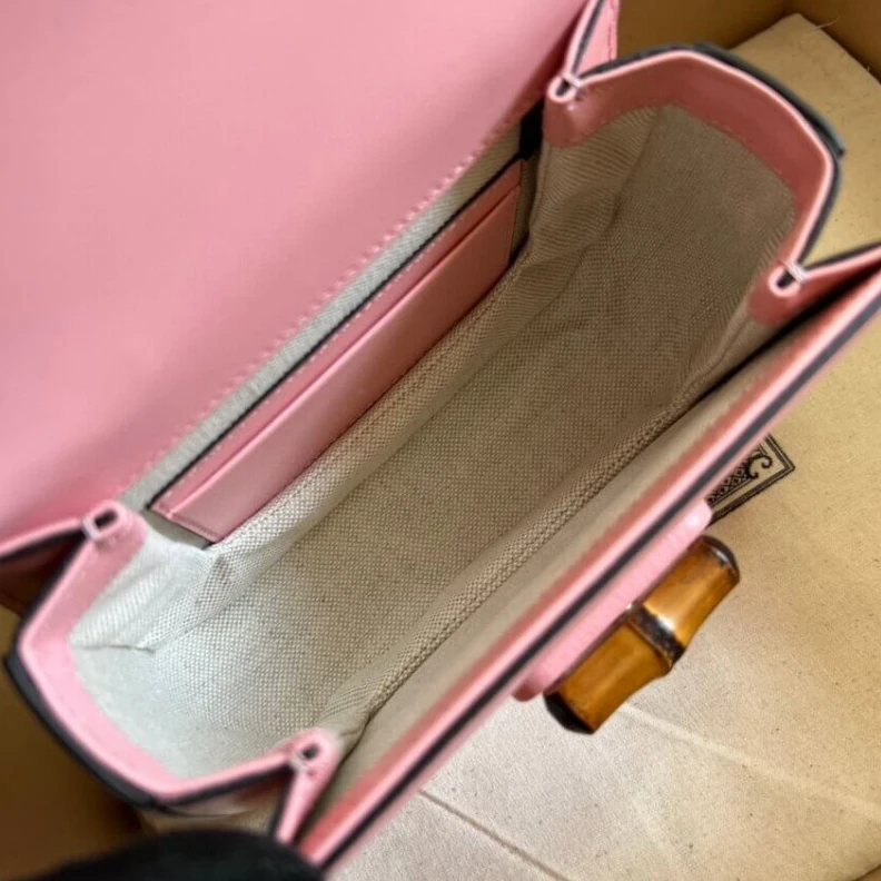Kitlife Heritage e Gucci Mini Top Handle Bag with Bamboo Pink