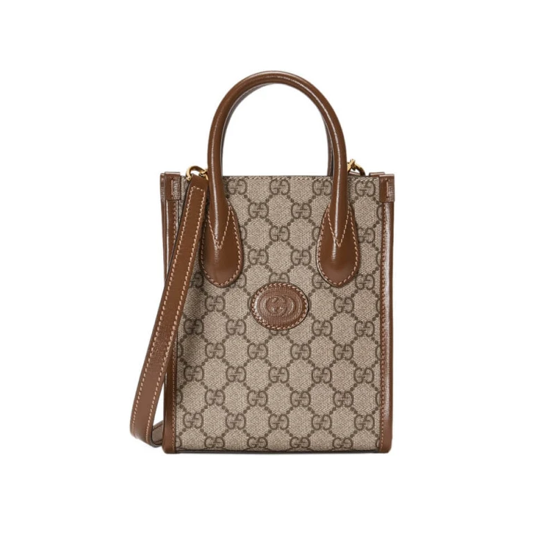 Detachabl Gucci Mini Tote Bag with Interlocking G in GG Supreme