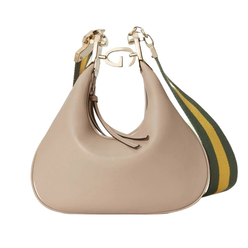 Inside: 1 Gucci Oatmeal Leather Attache Medium Shoulder Bag