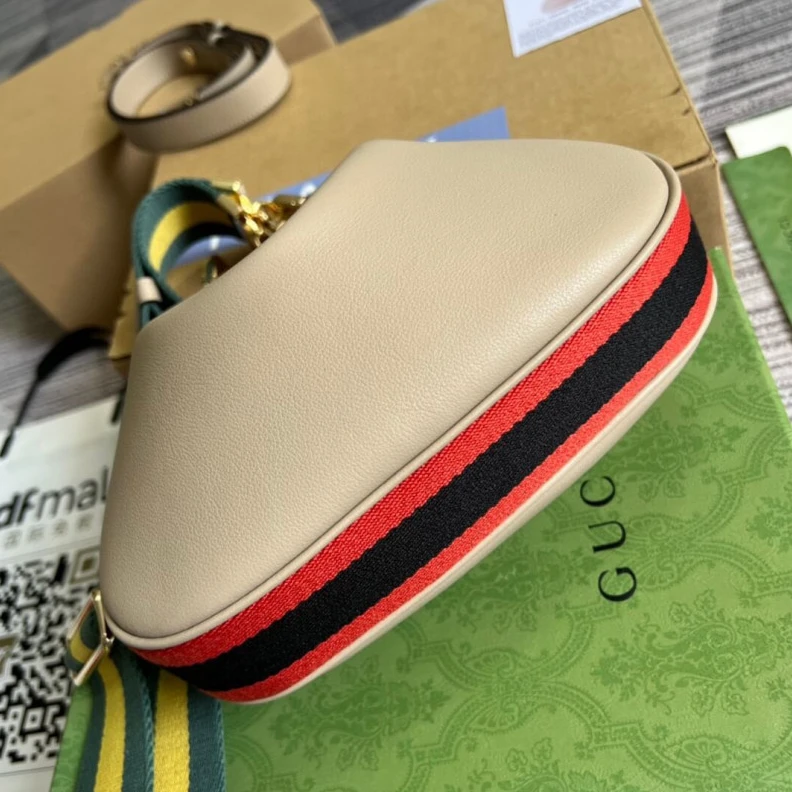 Top lv Gucci Oatmeal Leather Attache Small Shoulder Bag