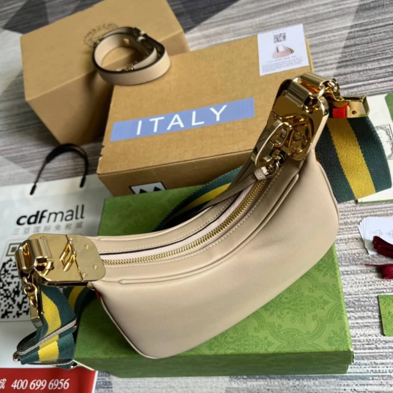 Top lv Gucci Oatmeal Leather Attache Small Shoulder Bag