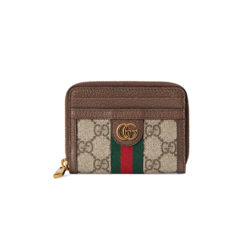 Green and Gucci Ophidia GG Card Case Wallet