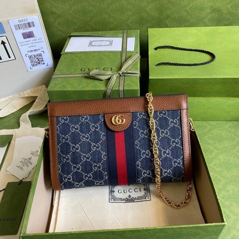Chain sho Gucci Ophidia GG Small Shoulder Bag in Blue Demin