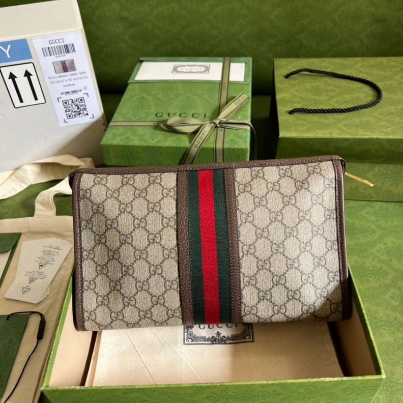 Kitlife ru Beige ebo Gucci Ophidia GG Toiletry Case Coffee