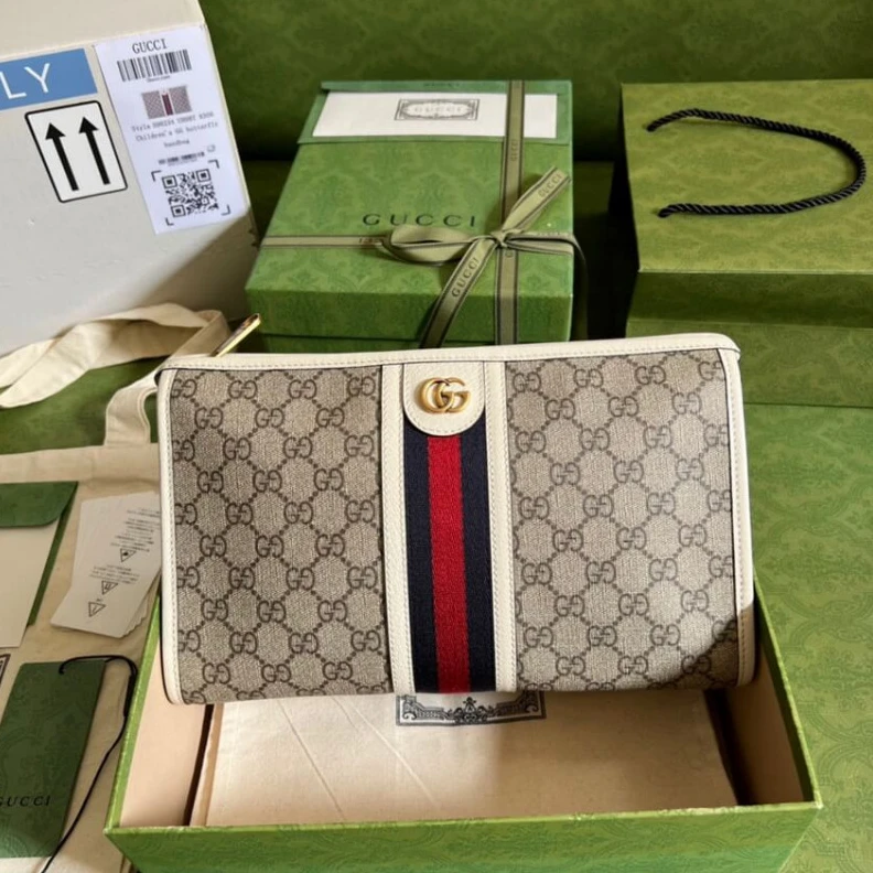 Lv belts replica White lea Gucci Ophidia GG Toiletry Case White