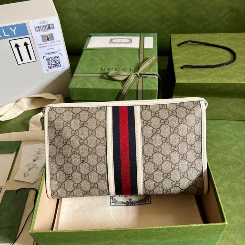 Lv belts replica White lea Gucci Ophidia GG Toiletry Case White