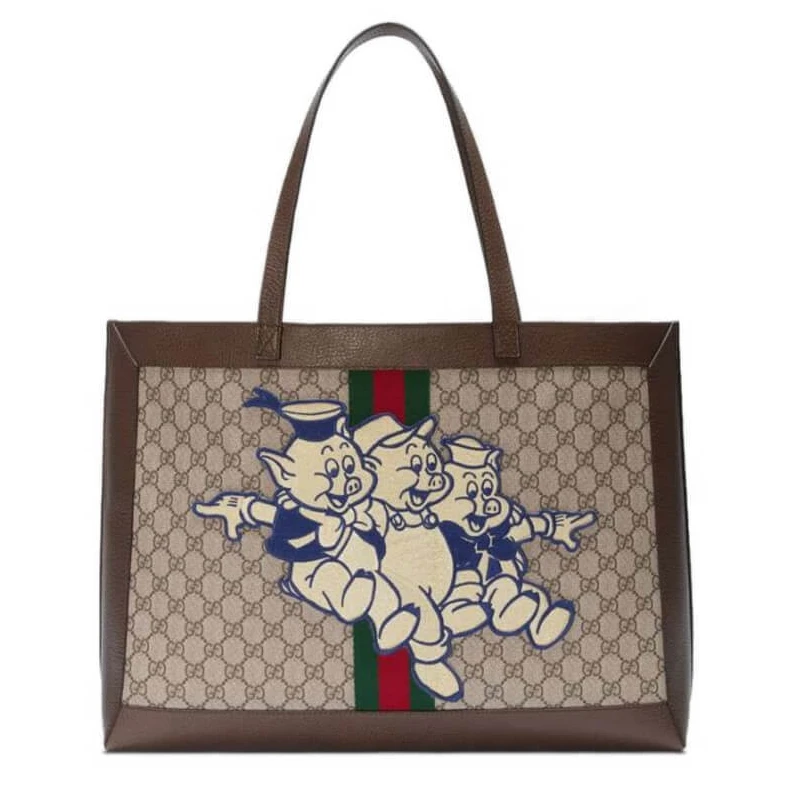 Double G Gucci Ophidia GG Tote with Three Little Pigs