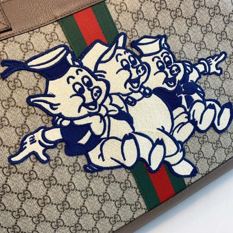 Top lv Double G Gucci Ophidia GG Tote with Three Little Pigs