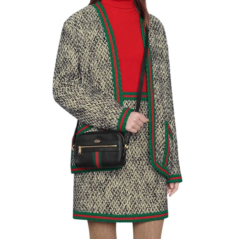 Replica bags Zipper cl Gucci Ophidia Leather Mini Bag Black