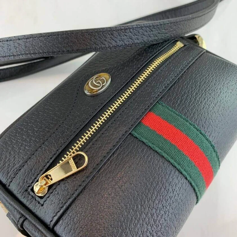 Replica bags Zipper cl Gucci Ophidia Leather Mini Bag Black