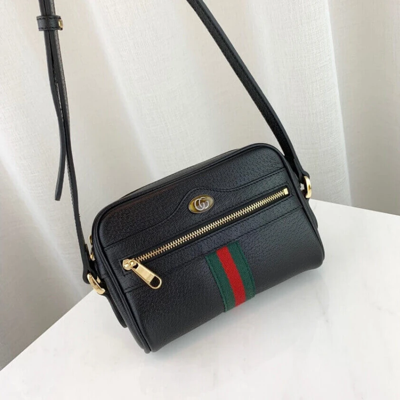 Replica bags Zipper cl Gucci Ophidia Leather Mini Bag Black