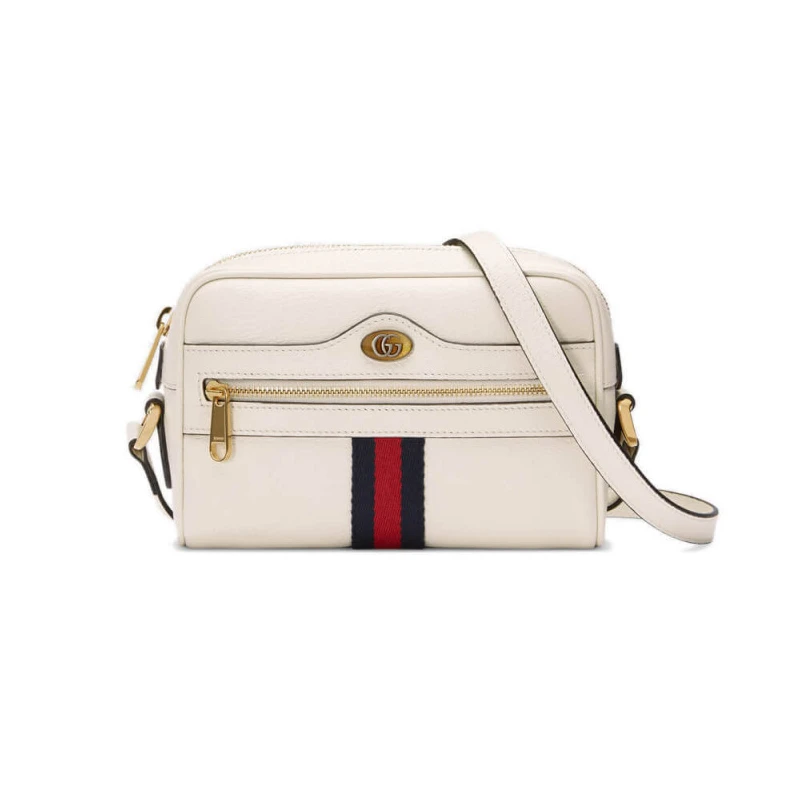 Adjustabl Gucci Ophidia Leather Mini Bag White