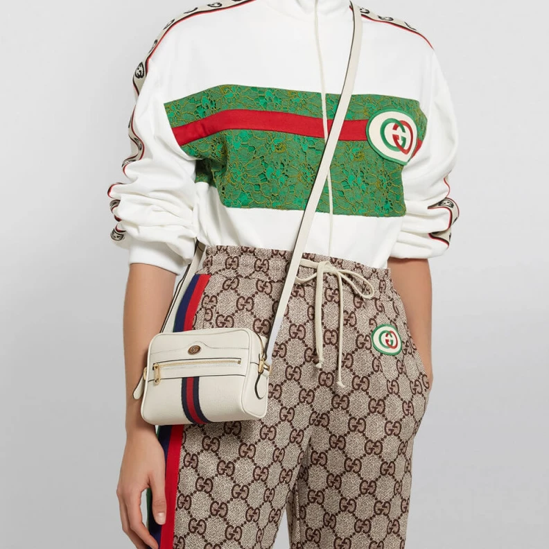 Replica bag Adjustabl Gucci Ophidia Leather Mini Bag White
