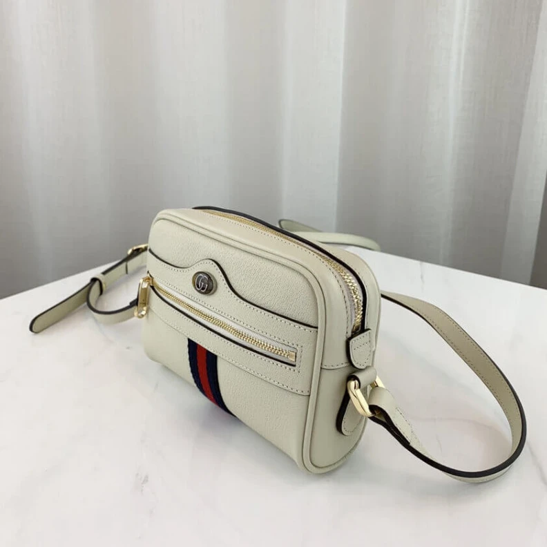 Replica bag Adjustabl Gucci Ophidia Leather Mini Bag White