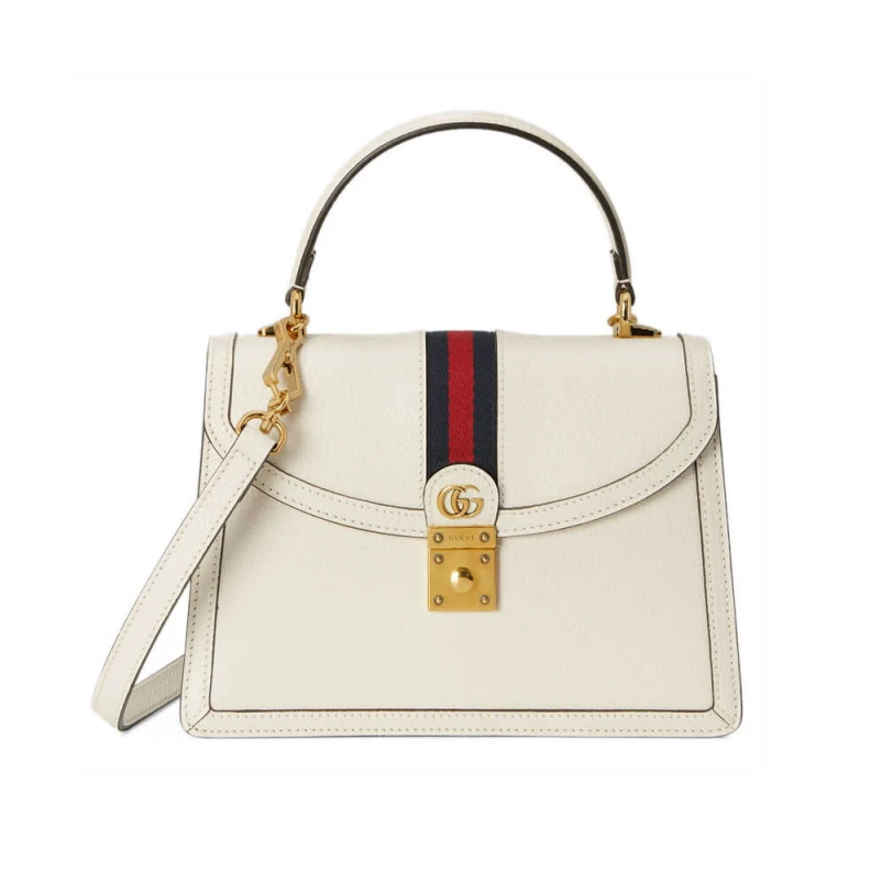 Microfibe Gucci Ophidia Leather Small Top Handle Bag With Web