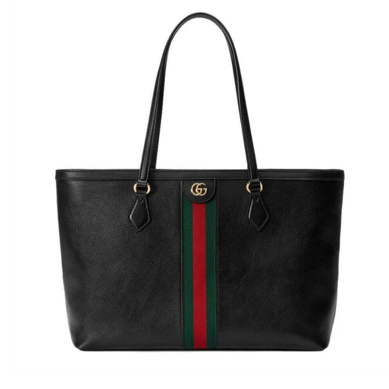 Double G Gucci Ophidia Leather Tote Black