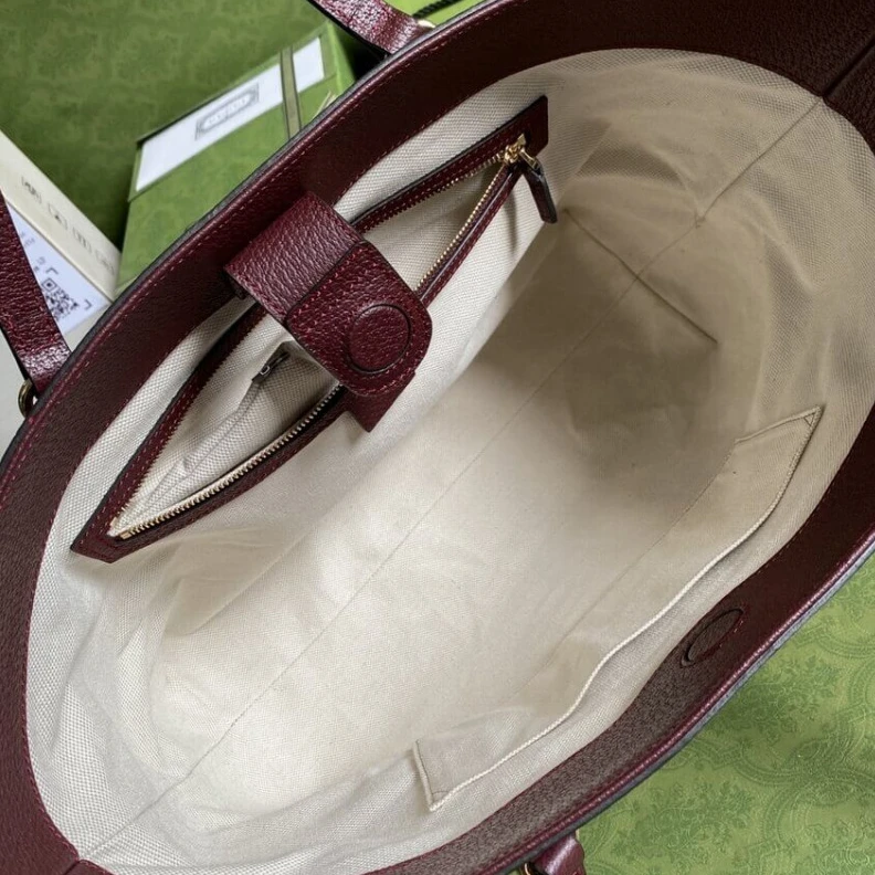 Replica bag The world Gucci Ophidia Medium Tote With Web in Burgundy GG Canvas