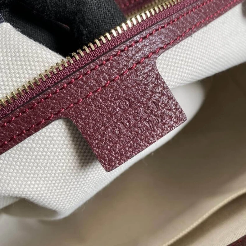 Replica bag The world Gucci Ophidia Medium Tote With Web in Burgundy GG Canvas