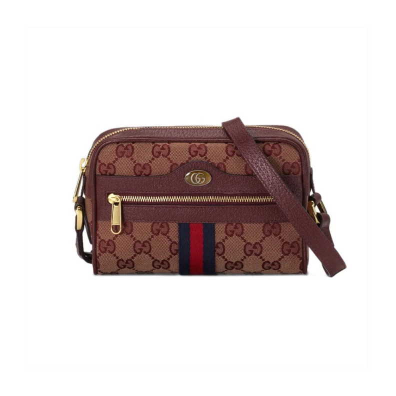 The mini O Gucci Ophidia Mini Bag With Web Burgundy