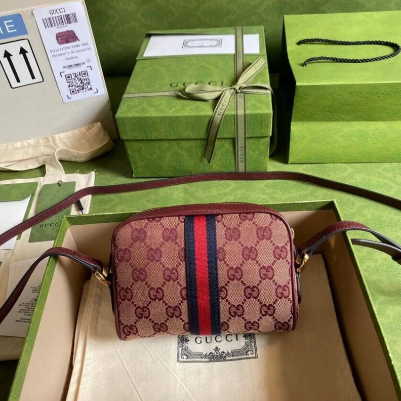 Replica bag The mini O Gucci Ophidia Mini Bag With Web Burgundy