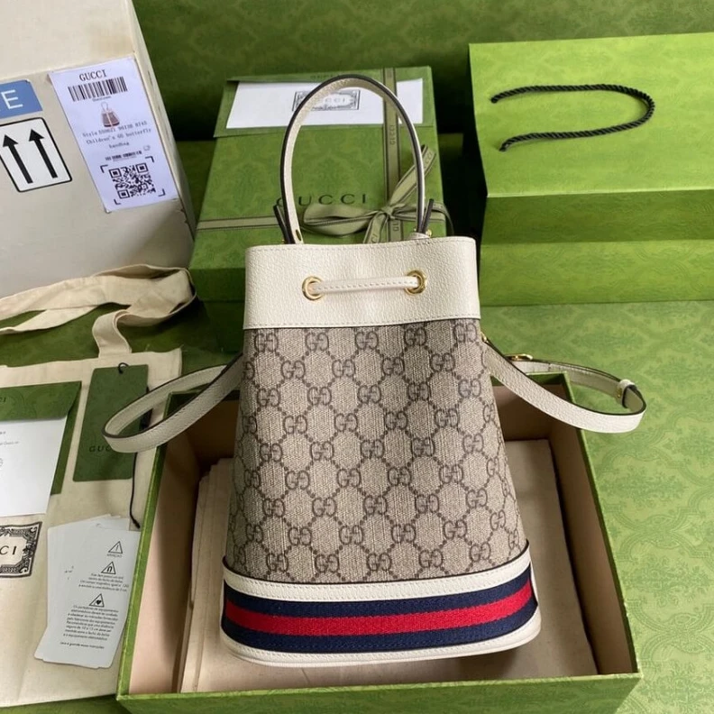 Kitlife ru Leather h Gucci Ophidia Small GG Bucket Bag White
