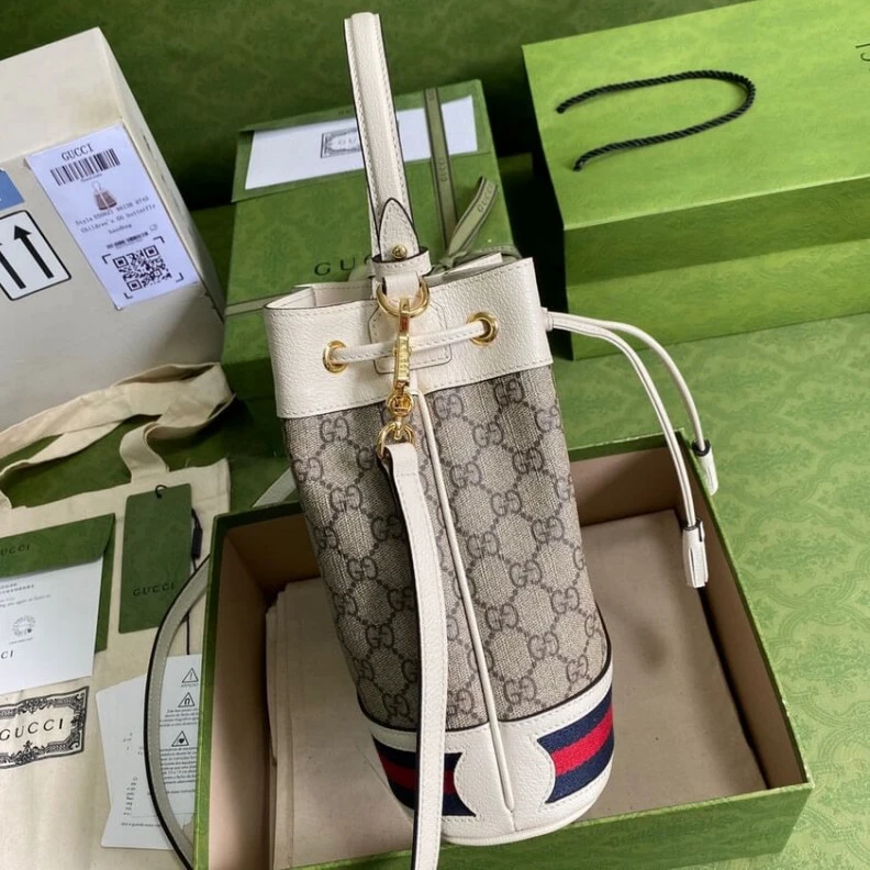 Kitlife ru Leather h Gucci Ophidia Small GG Bucket Bag White